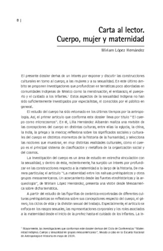 Carta al lector. Cuerpo, mujer y maternidad
