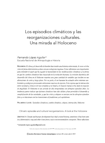 Los episodios climáticos y las reorganizaciones culturales. Una mirada al Holoceno