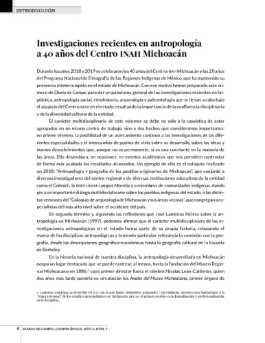 Introducción. Investigaciones recientes en antropología a 40 años del Centro INAH Michoacán