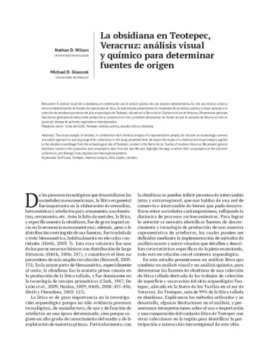 La obsidiana en Teotepec, Veracruz: análisis visual y químico para determinar fuentes de origen