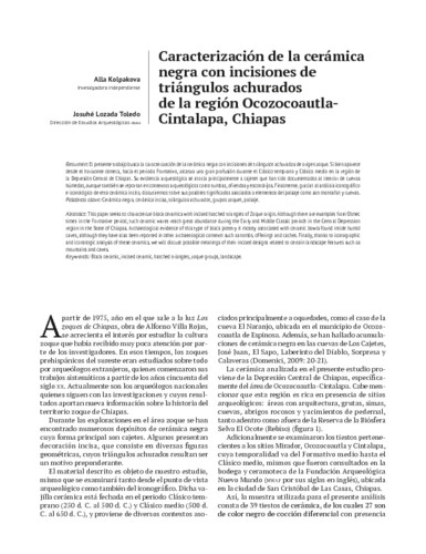 Caracterización de la cerámica negra con incisiones de triángulos achurados de la región Ocozocoautla- Cintalapa, Chiapas