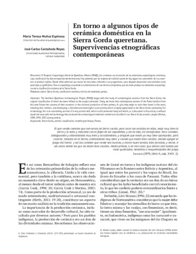 En torno a algunos tipos de cerámica doméstica en la Sierra Gorda queretana. Supervivencias etnográficas contemporáneas