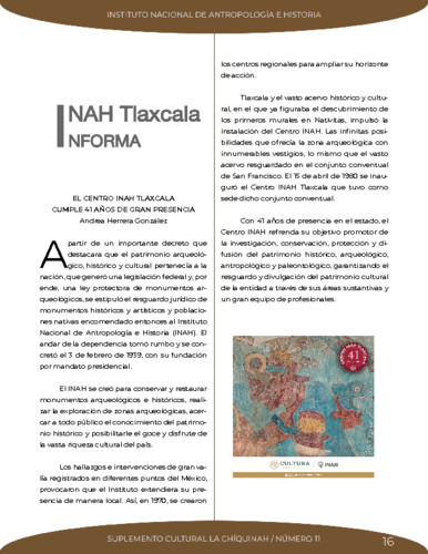 INAH Tlaxcala informa