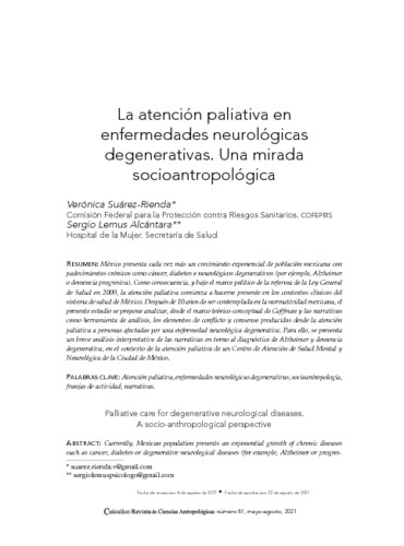 La atención paliativa en enfermedades neurológicas degenerativas. Una mirada socioantropológica