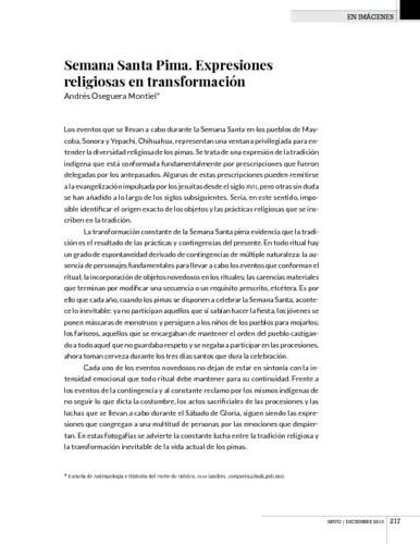 Semana Santa Pima. Expresiones religiosas en transformación