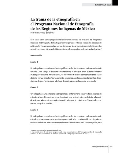 La trama de la etnografía en el Programa Nacional de Etnografía de las Regiones Indígenas de México