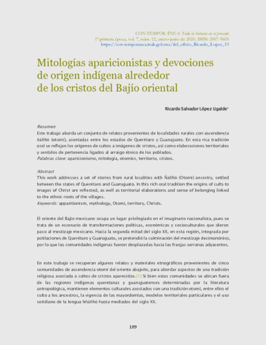Mitologías aparicionistas y devociones de origen indígena alrededor de los cristos del Bajío oriental