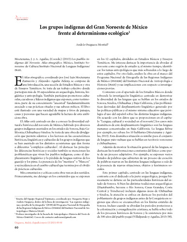 Los grupos indígenas del Gran Noroeste de México frente al determinismo ecológico