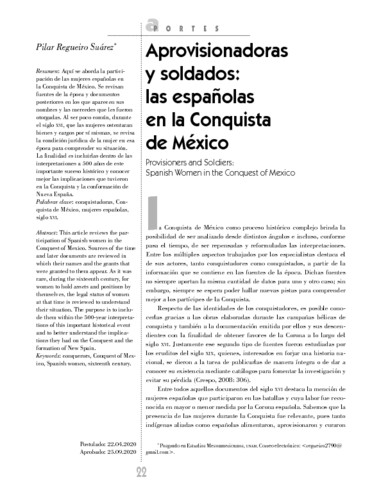 Aprovisionadoras y soldados: las españolas en la Conquista de México