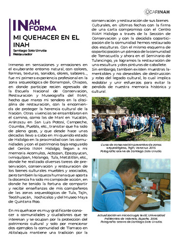 Mi quehacer en el INAH. La labor del Centro INAH Hidalgo en cifras