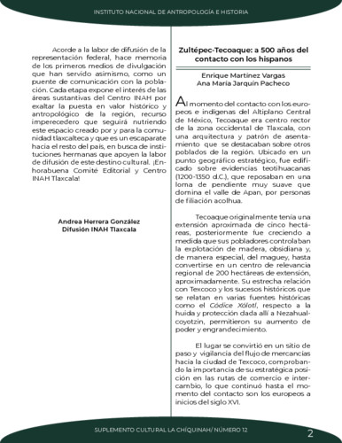 Zultépec-Tecoaque: a 500 años del contacto con los hispanos