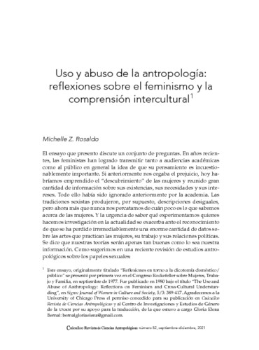 Uso y abuso de la antropología: reflexiones sobre el feminismo y la comprensión intercultural