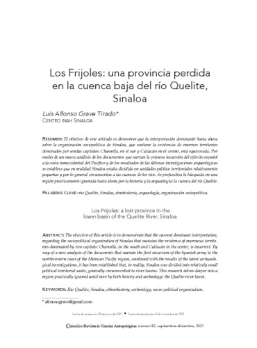 Los Frijoles: una provincia perdida en la cuenca baja del río Quelite, Sinaloa