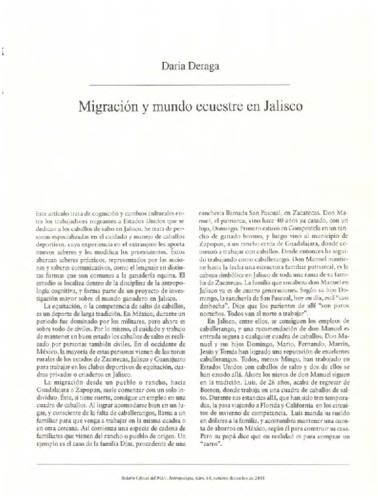 Migración y mundo ecuestre en Jalisco