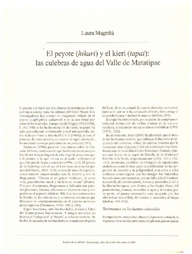 El peyote (hikuri) y el kieri (tapat): las culebras de agua del Valle de Matatipac