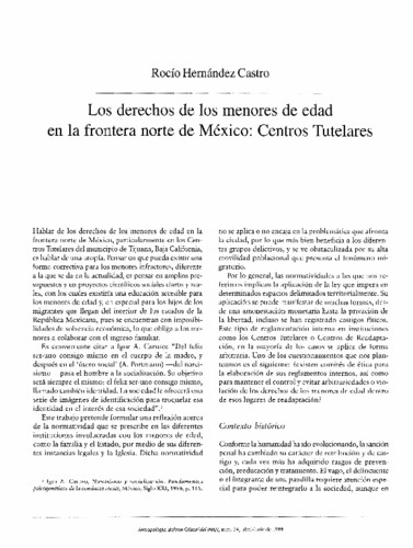 Los derechos de los menores de edad en la frontera norte de México: Centros Tutelares