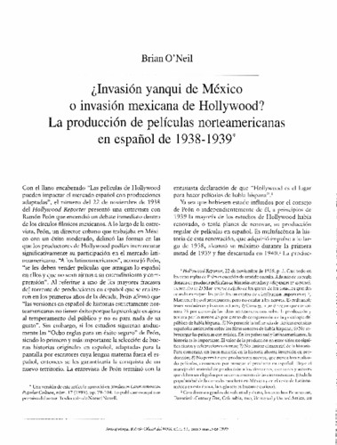 ¿Invasión yanqui de México o invasión mexicana de Hollywood? La producción de películas norteamericanas en español de 1938-1939