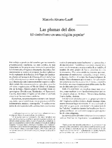 Las plumas del dios El simbolismo en una religión popular
