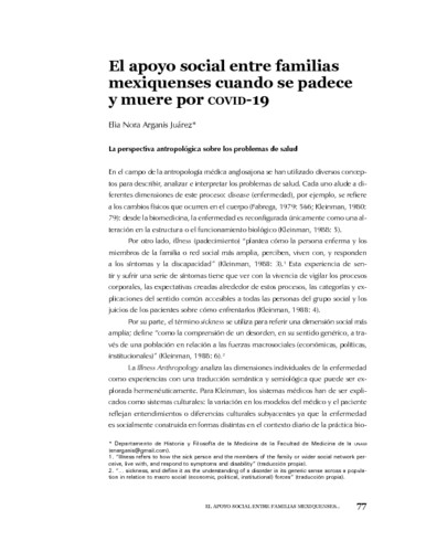 El apoyo social entre familias mexiquenses cuando se padece y muere por COVID-19