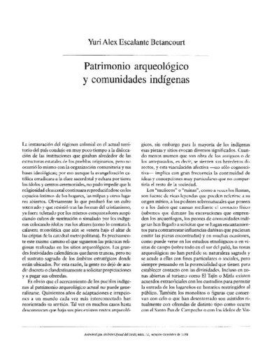 Patrimonio arqueológico y comunidades indígenas