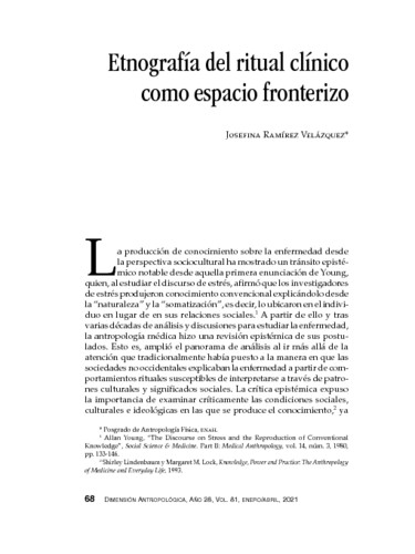 Etnografía del ritual clínico como espacio fronterizo