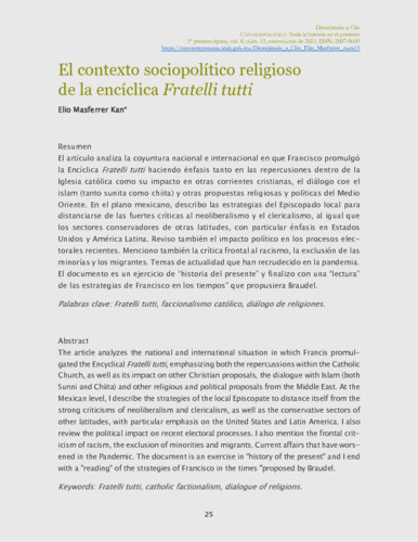 El contexto sociopolítico religioso de la encíclica Fratelli tutti