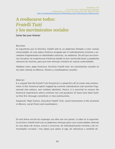 A reeducarse todos: Fratelli Tutti y los movimientos sociales