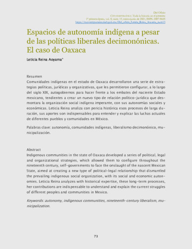 Espacios de autonomía indígena a pesar de las políticas liberales decimonónicas. El caso de Oaxaca