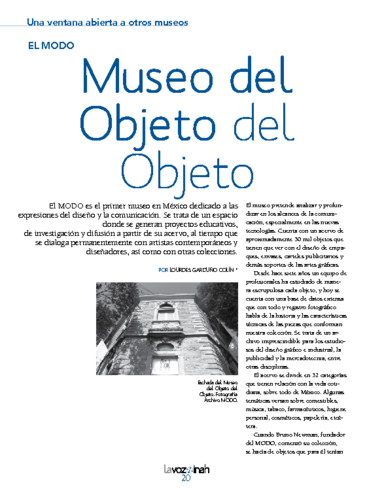 Una ventana abierta a otros museos: El MODO, Museo del Objeto del Objeto