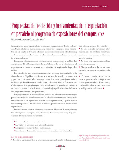 Espacios hipertextuales. Propuestas de mediación y herramientas de interpretación en paralelo al programa de exposiciones del ca