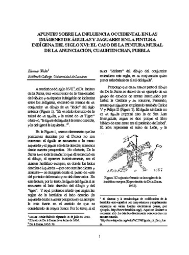 Apuntes sobre la influencia occidental en las imágenes de águilas y jaguares en la pintura indígena del siglo XVI: El caso de la pintura mural de La Anunciación, Cuauhtinchan, Puebla