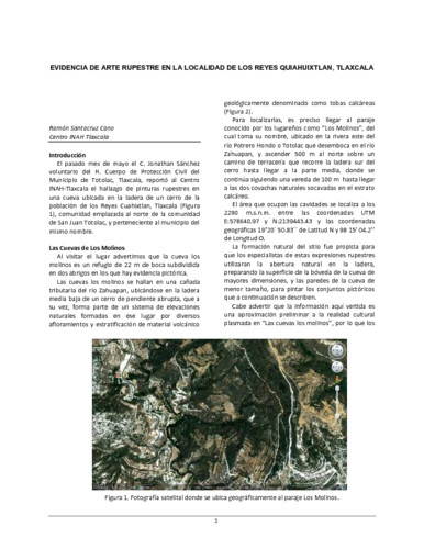 Evidencia de arte rupestre en la localidad de los Reyes Quiahuixtlán, Tlaxcala