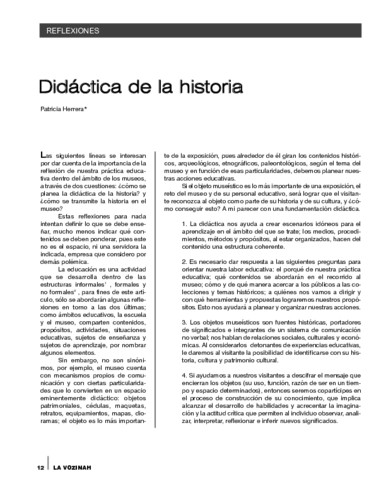 Reflexiones. Didáctica de la historia