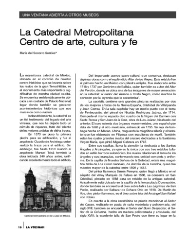 Una ventana abierta a otros museos. La Catedral Metropolitana Centro de arte, cultura y fe