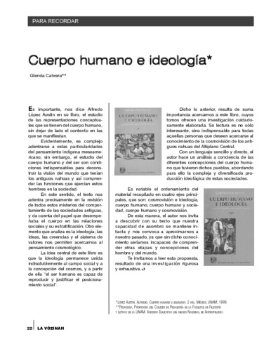 Para recordar. Cuerpo humano e ideología