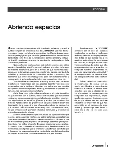 Editorial. Abriendo espacios