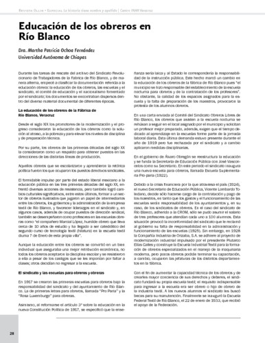 Educación de los obreros en Río Blanco