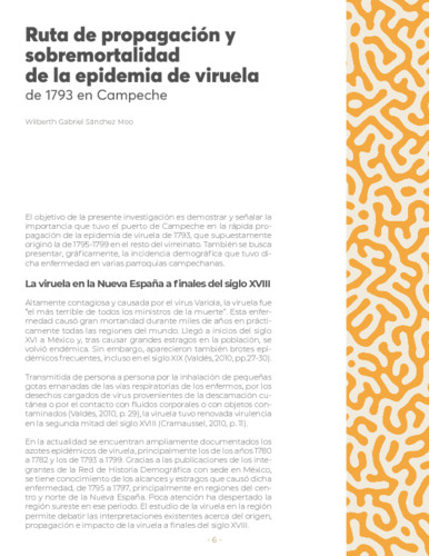 Ruta de propagación y sobremortalidad de la epidemia de viruela de 1793 en Campeche