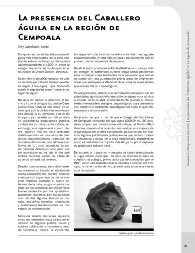 La presencia del Caballero águila en la región de Cempoala