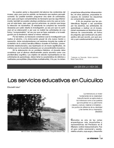 Los servicios educativos en Cuicuilco