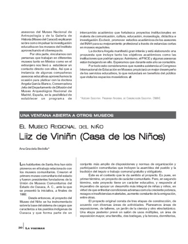 Una ventana abierta a otros museos. El Museo Regional del Niño. Liiz de Viniñn (Casa de los Niños)