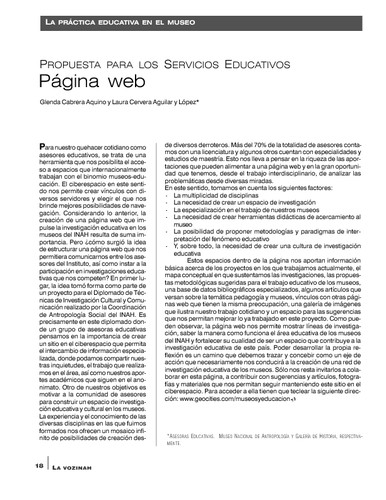 La práctica educativa en el museo. Propuestas para los Servicios Educativos. Página web