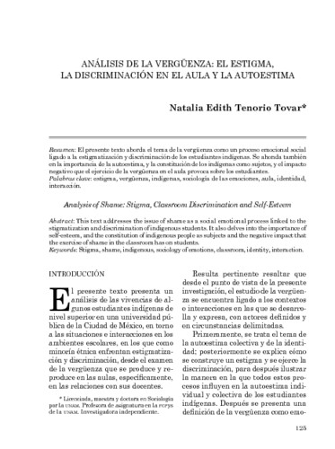 Análisis de la vergüenza: el estigma, la discriminación en el aula y la autoestima