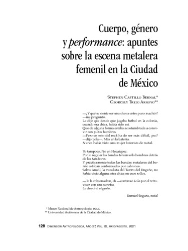 Cuerpo, género y performance: apuntes sobre la escena metalera femenil en la Ciudad de México