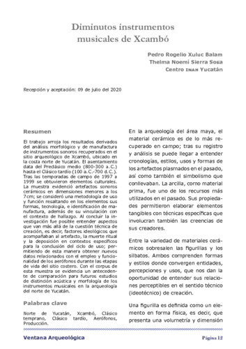 Diminutos instrumentos musicales de Xcambó