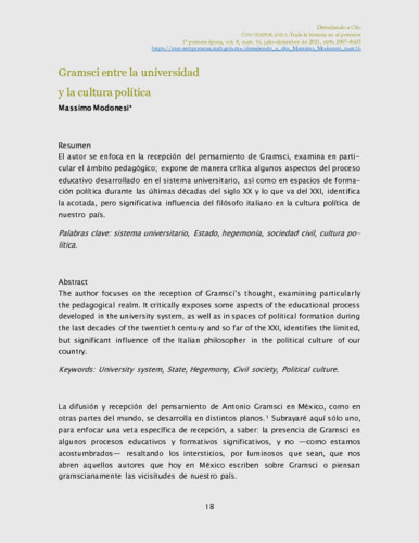 Gramsci entre la universidad y la cultura política