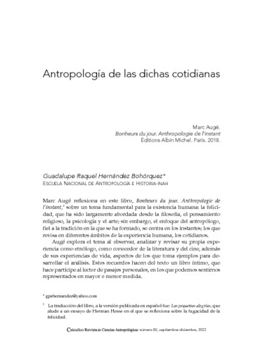 Antropología de las dichas cotidianas