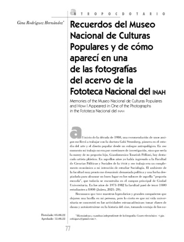 Recuerdos del Museo Nacional de Culturas Populares y de cómo aparecí en una de las fotografías del acervo de la Fototeca Nacional del INAH