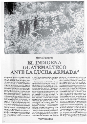 El indígena guatemalteco ante la lucha armada