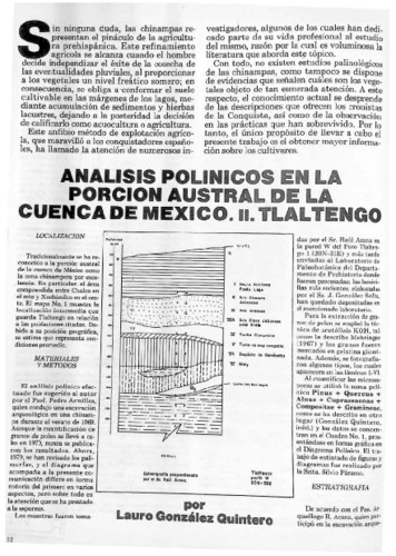 Análisis polínicos en la porción austral de la Cuenca de México. II. Tlaltengo